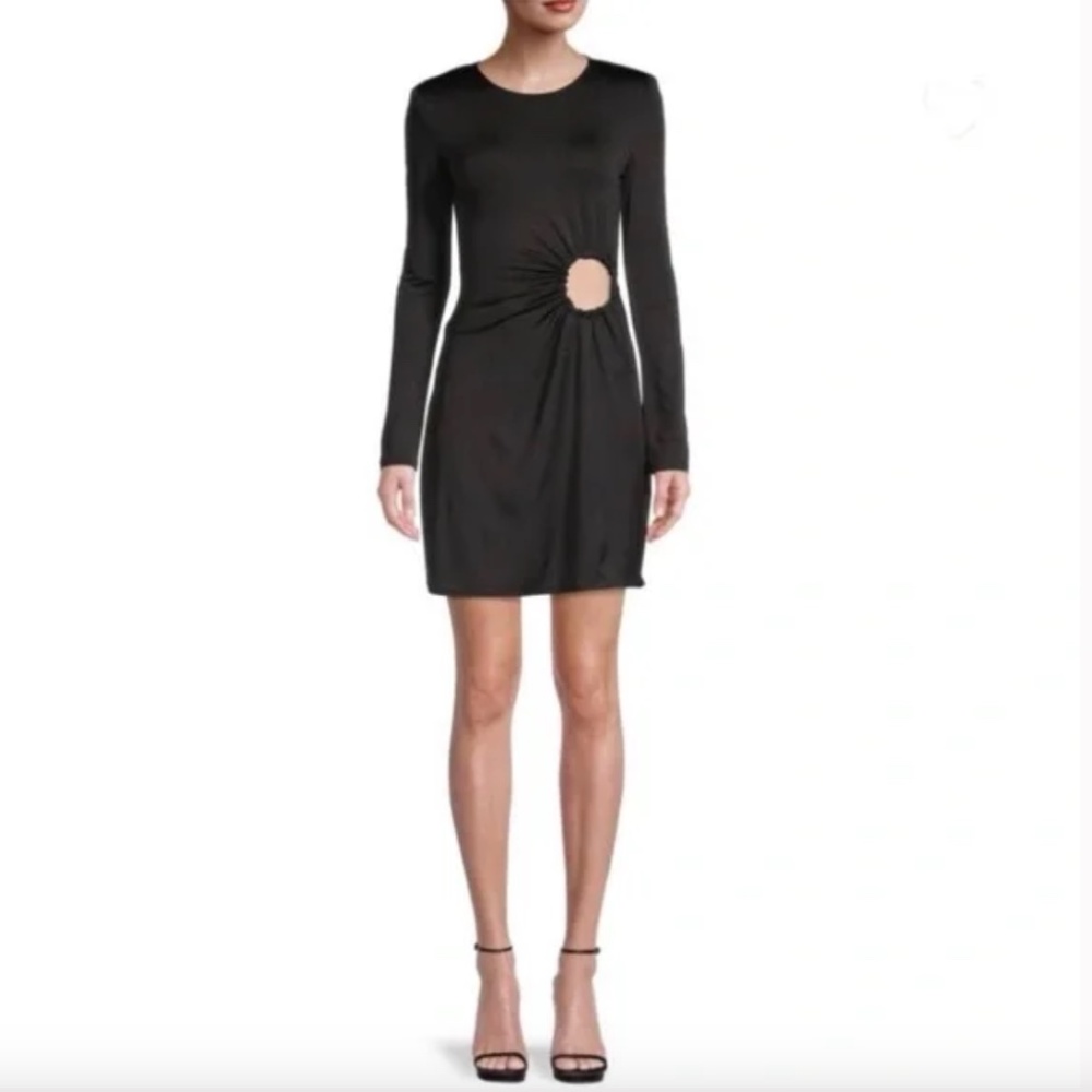 WeWoreWhat Black Mini Dress with Circle Cut Out